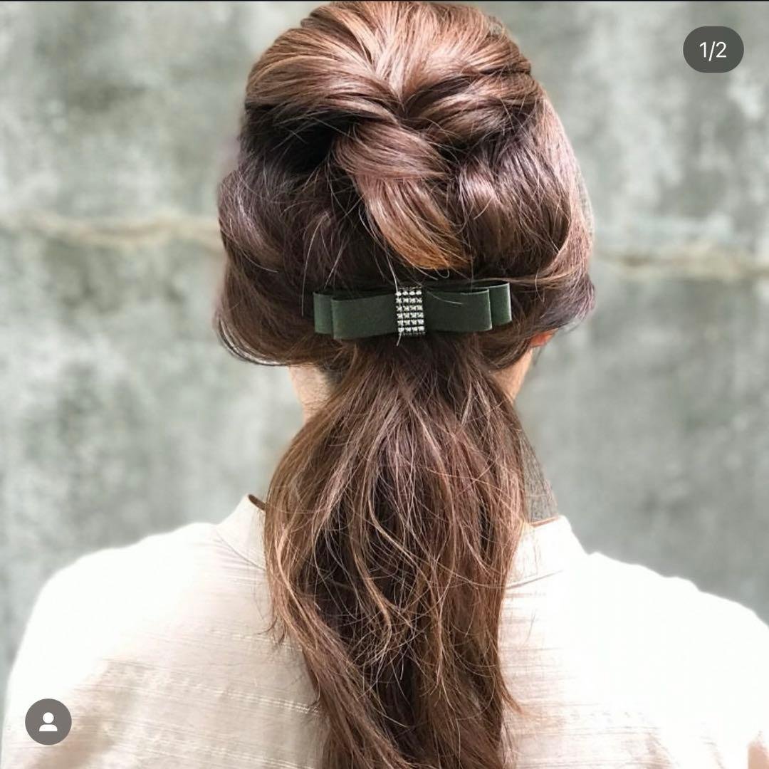 最終価格【美品】acca アッカ リボンバレッタ スワロフスキー acca アッカ リボンバレッタ ストーン ブラック16174｜Yahoo!フリマ