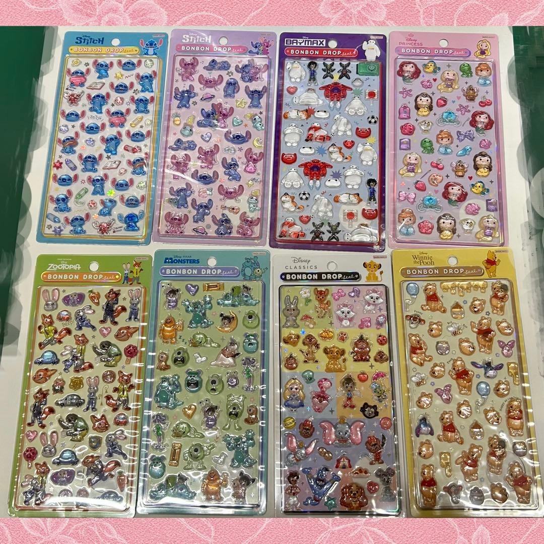 国内正規品 ディズニー ボンボンドロップシール 第2弾 8種セット ⑥ サンスター文具 ディズニー BONBON DROP SEAL ボンボンドロップシール